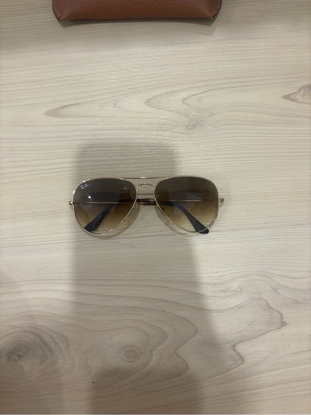 Ray-Ban Women’s Gold Frame Sunglasses with Brown Gradient Lenses